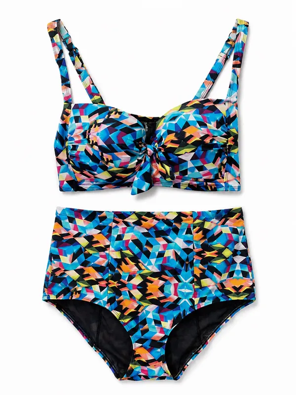 Torrid Bikini Set Size Size 1 (14/16) Multicolor Geometric Underwire High Waist - Image 2