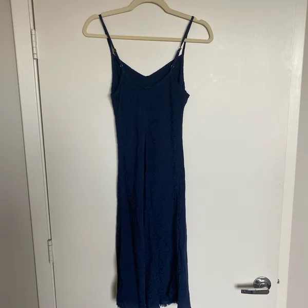 Nation Navy Textured Slip Dress / Spaghetti Strap Midi Dress - Image 3