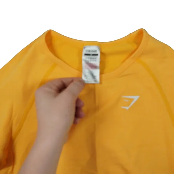 Gymshark Vital Seamless‎ T-Shirt Womens Medium Orange Yellow Marl Activewear Gym - Image 3