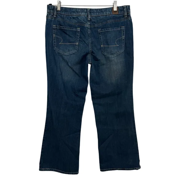 American Eagle Women 14 Short Dark Wash Bootcut Jeans Stretch Denim Blue Pants‎ - Image 4