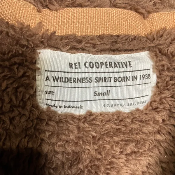 REI Co-op brown Nook Cardigan women's size‎ small cozy soft teddy jacket - Image 3