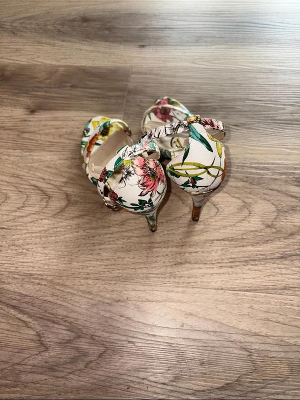 D brand Tropical Floral Ankle-Strap Heels - White Multi 7 - Image 6