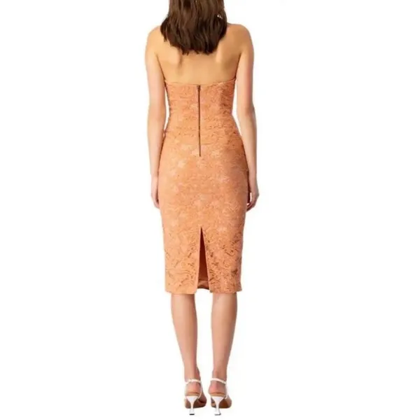 Bardot Women's Riviera CrossoverHalter Neck Lace Corset Dress in Rust. XL. NWT - Image 2