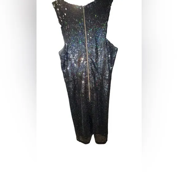 Gianni Bini Womens Black Sequin Sheath Mini Dress Sleeveless‎ Sparkly XS - Image 4