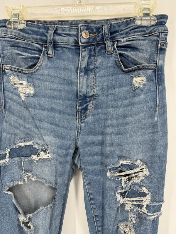 American Eagle Women Distressed High Rise Next Level Stretch Jeans 6 Regular - Image 2