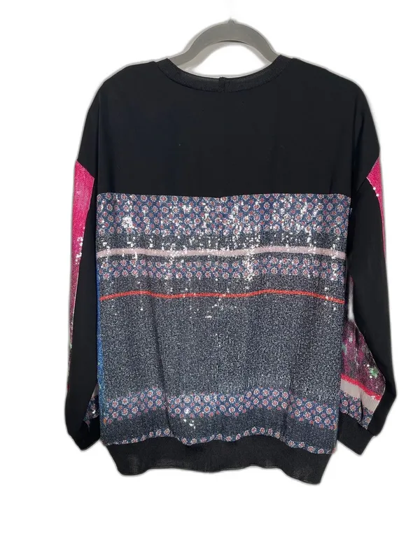 CLOVER CANYON WOMENS MULTICOLOR BLUE PINK SEQUIN BLOUSE MEDIUM - Image 4