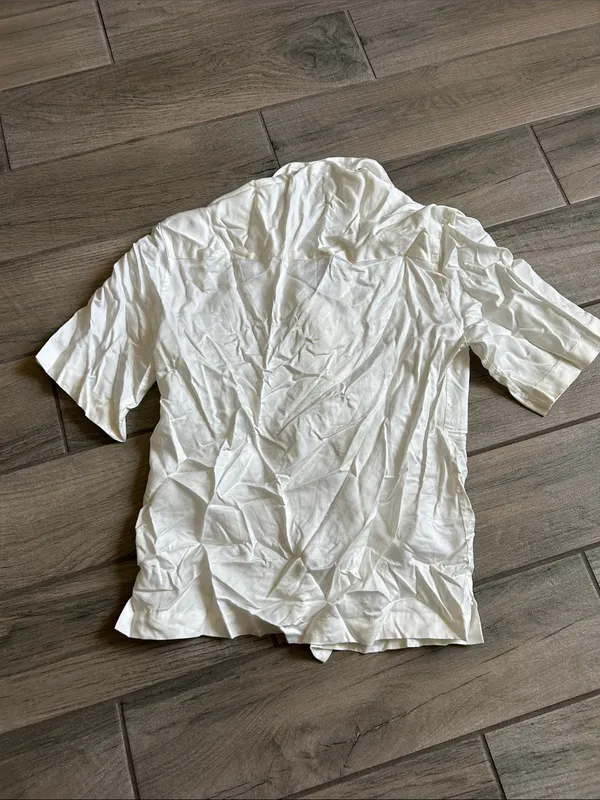 Zara White Short Sleeve Button-Down Shirt - Image 4
