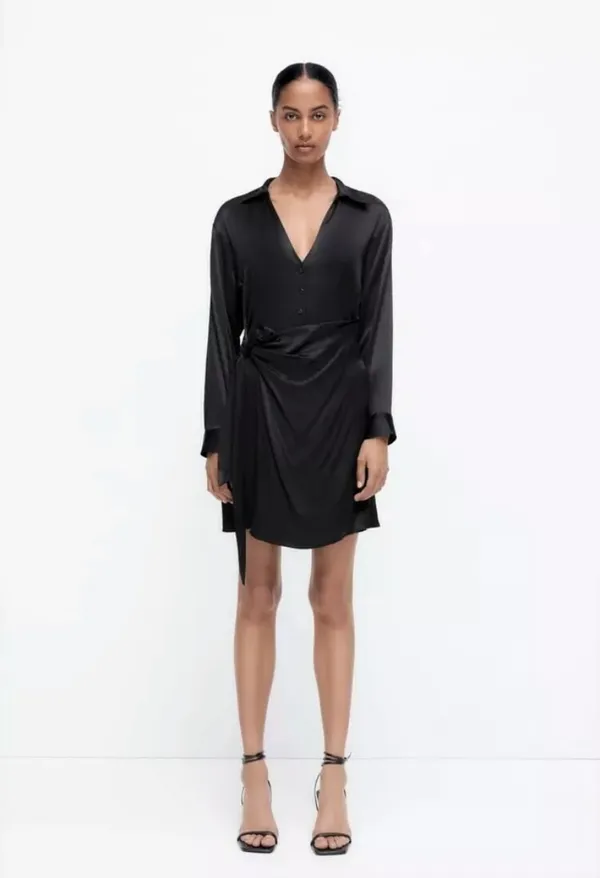 ZARA Black Satin Dress - Image 5