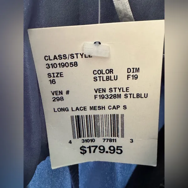 David's Bridal bridesmaid formal Light Blue Lace Maxi Dress NWT 16 - Image 9