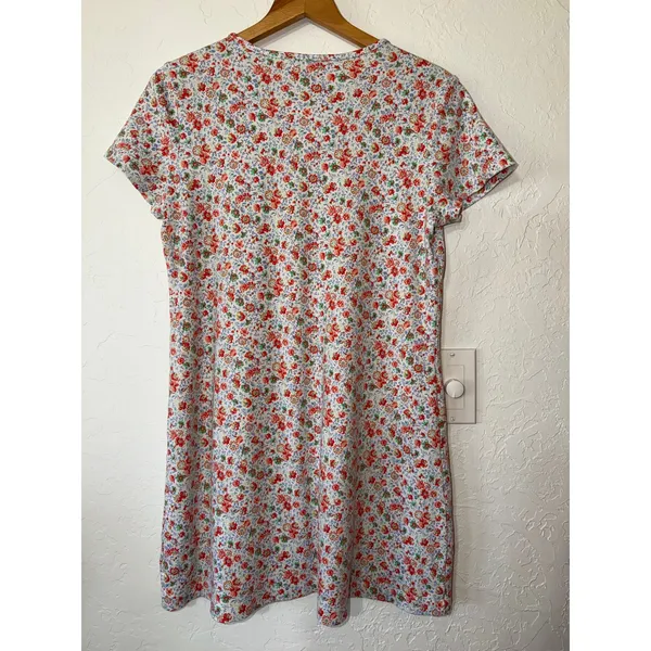 Lands End Ditsy Floral T-Shirt Dress Short Sleeve 100% Cotton‎ Knit Size S 6-8 - Image 2