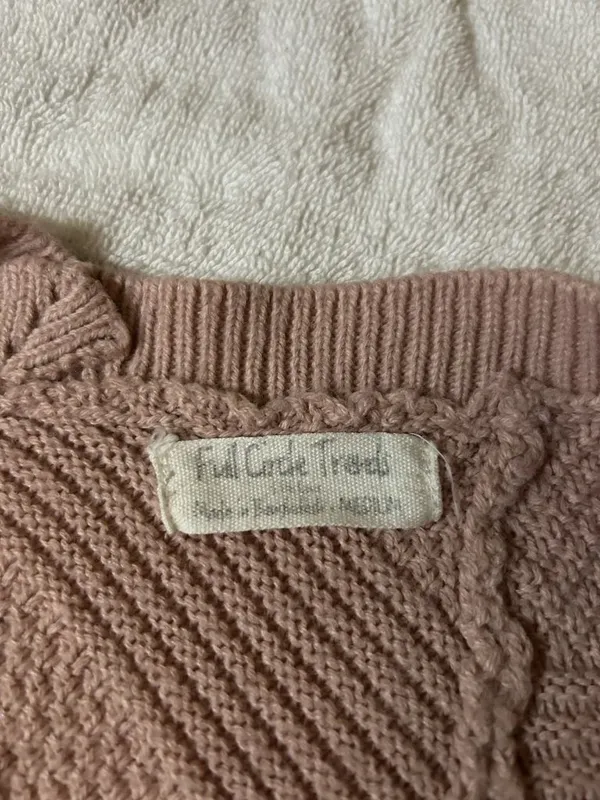 Full Circle Trends Pink Knit V-Neck Drawstring Front Long Sleeve Pullover - Image 4
