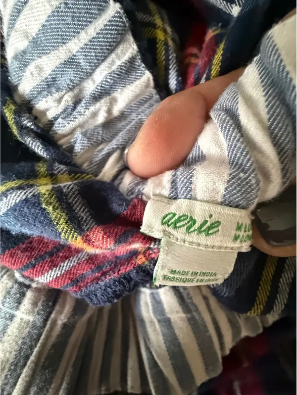 Aerie Cozy Plaid Flannel Lounge Pants with Drawstring Waist and Button Detail - Image 8