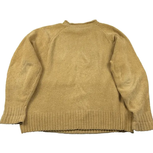 Vintage J. Peterman‎ Co Sweater 100% Cotton Tan/Brown Knit Women's Size Medium - Image 3