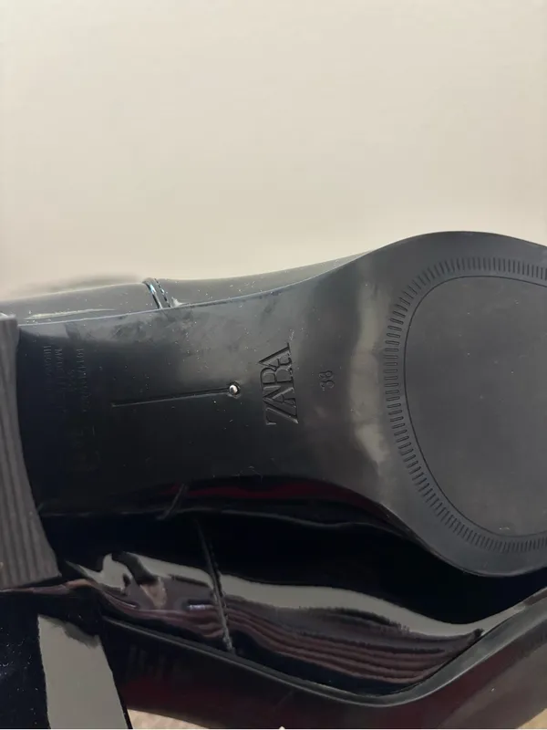 Zara patent leather knee high boots in black - Image 11