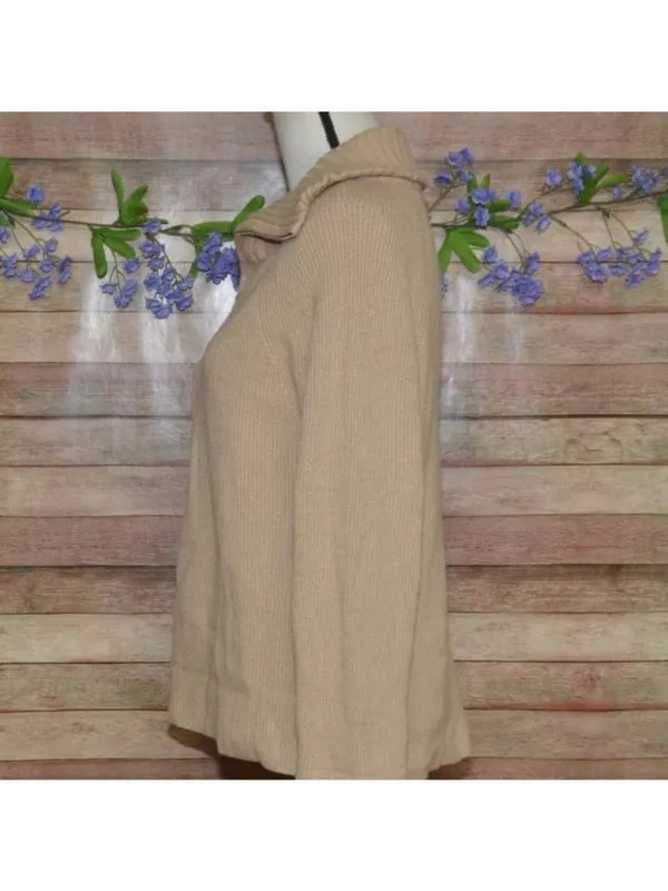 BTFBM Womens Tan Ribbed Knit High Neck Quarter Zip Sweater Size M So Soft Casual - Image 3