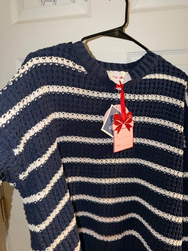 Pink Rose Navy striped sweater - Image 2
