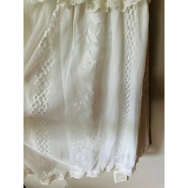 Vintage On The Rocks California White Lace Midi Dress Cottagecore Floral Rosebud - Image 5