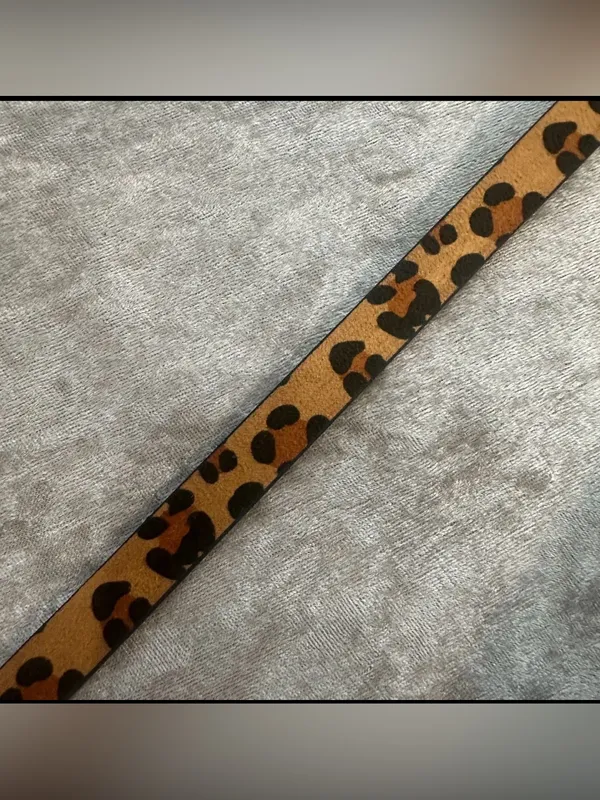 41 inch Leopard Print Faux Leather Women's Belt with Gold Buckle - Image 8