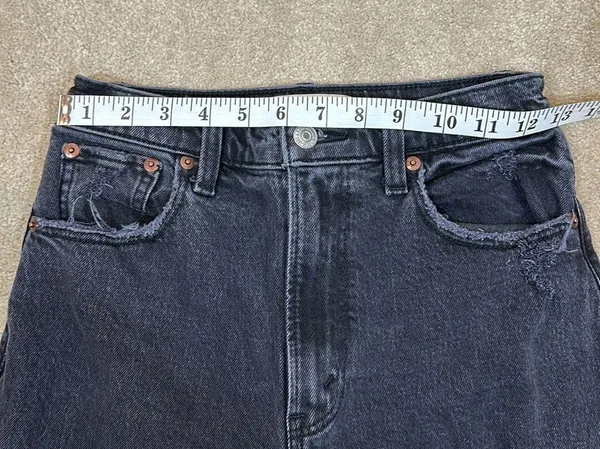 Abercrombie Distress 90s Straight Ultra High Rise Women Black Jeans Size 24 /00L - Image 10