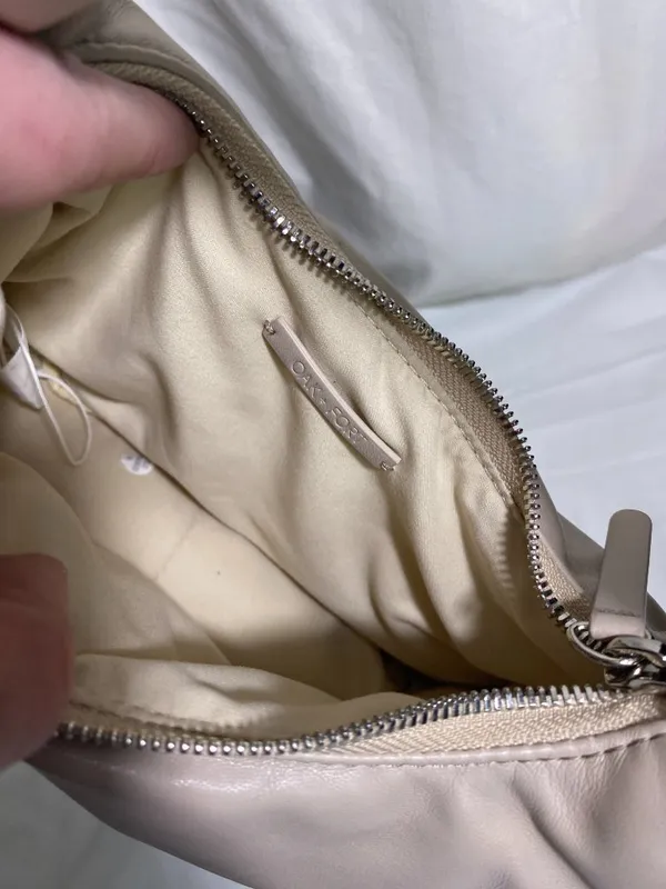 Oak + Fort Beige Faux Leather Mini Hobo Shoulder Bag Slouchy Crescent Purse - Image 5