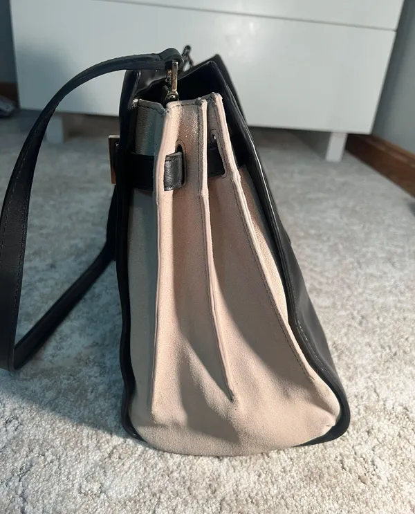 Staci Black Nude Leather Large Satchel Shoulder Bag - Image 4