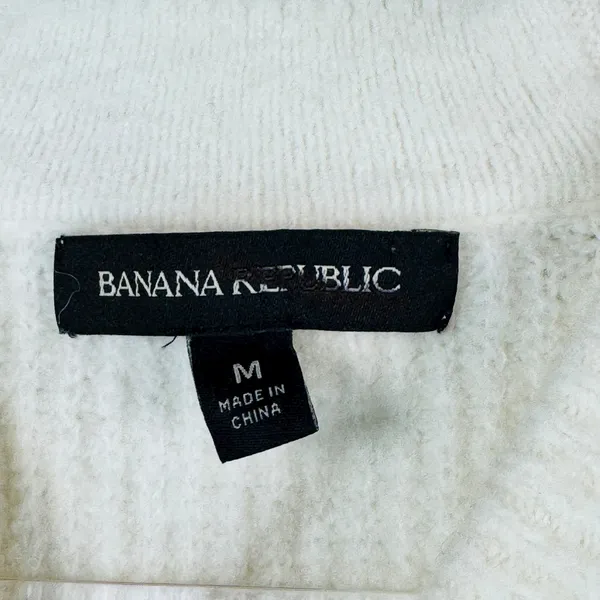 Banana Republic‎ Minimalist Wool Blend Ribbed Sweater Cream Medium Quiet Luxury - Image 3