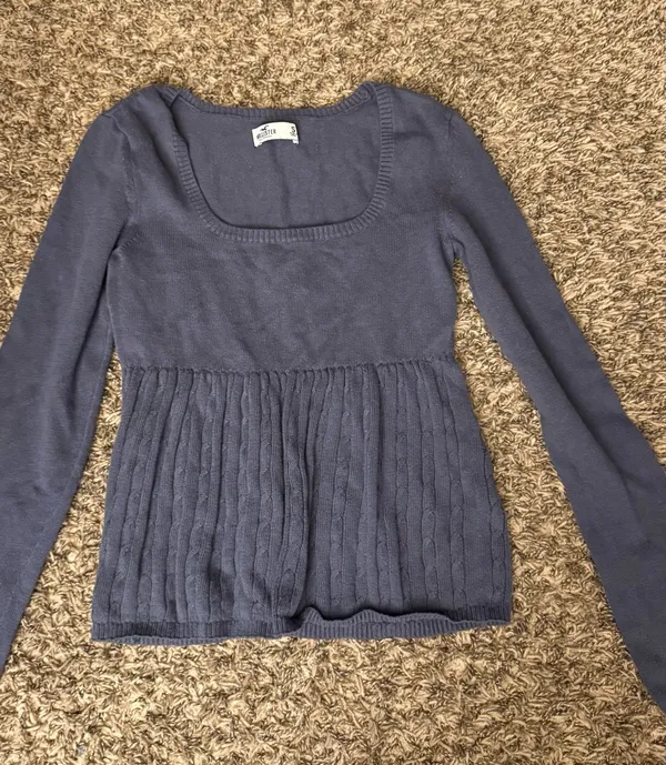 Hollister Babydoll Top Long Sleeve Blue - Image 3
