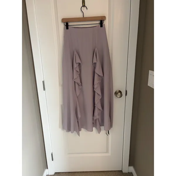 Halara Womens High Waisted Ruffle Front Midi Skirt Lavender Grey Size Small NWT - Image 2
