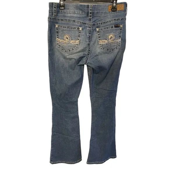 Seven 7 Bootcut Jeans Womens Size 10 Light Blue Denim Sequin Pockets Low Rise - Image 2
