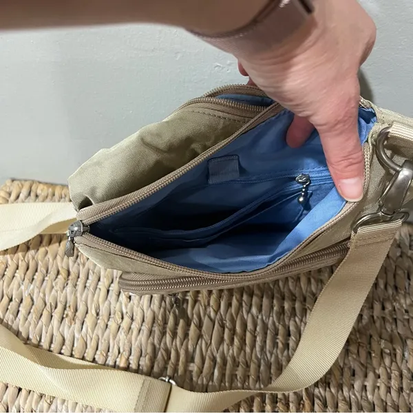 Baggallini Organizer‎ Bag Crossbody Messenger Multi Pockets Beige Designer EUC - Image 7