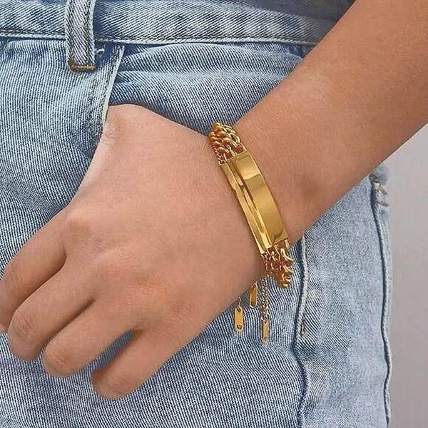 Boutique NEW 6mm‎ Unisex PVD Gold-Plated Adjustable Bangle Bracelet - Image 5