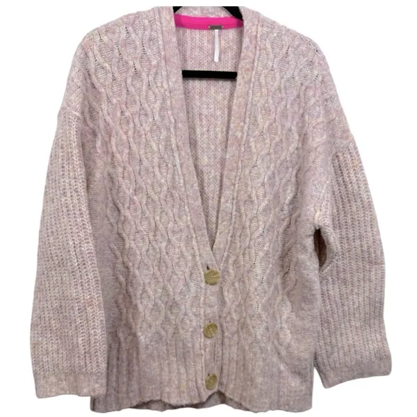 Free People Molly Cable Cardi Oversized‎ Knit Cardigan XS - Image 5