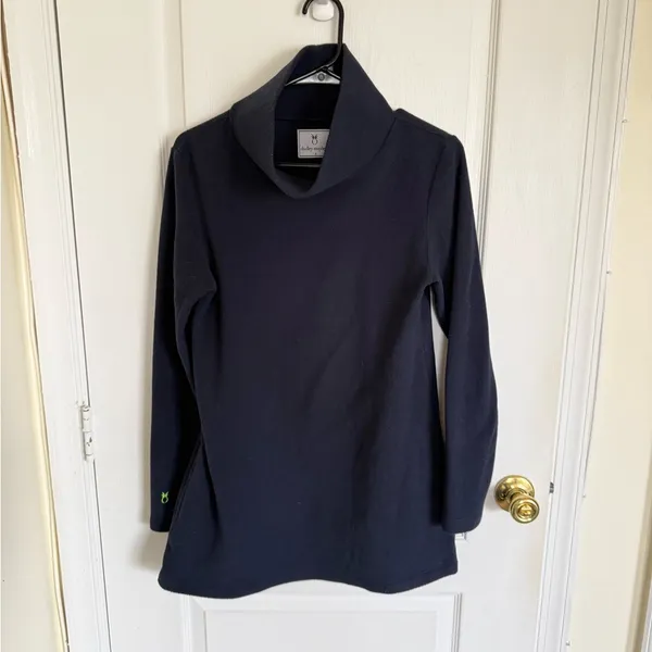 Dudley Stephens Cobble Hill Turtleneck Vello Fleece in Navy - Image 2