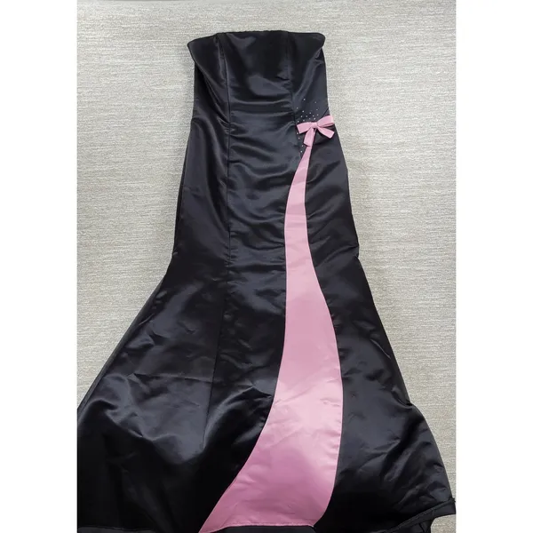 VTG Gunne Sax Jessica McClintock Gown 5/6 Black‎ Pink Satin Fairy Formal Dress - Image 3