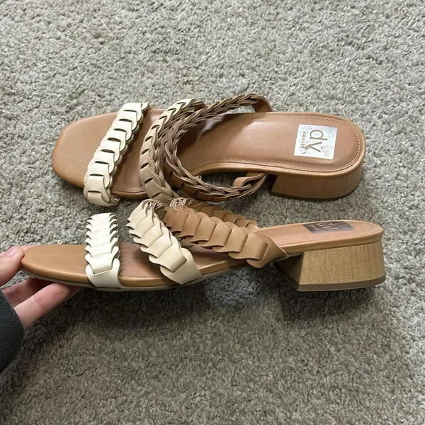 DV‎ Dolce Vita Nalani Braided Block Heel Sandals Tan Cream Ombre Womens 9 - Image 3