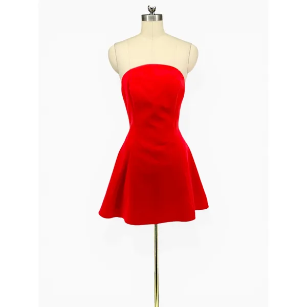 New! Amanda Uprichard Romilly Strapless Mini‎ Dress Hot Coral Red Sz Small $229 - Image 4