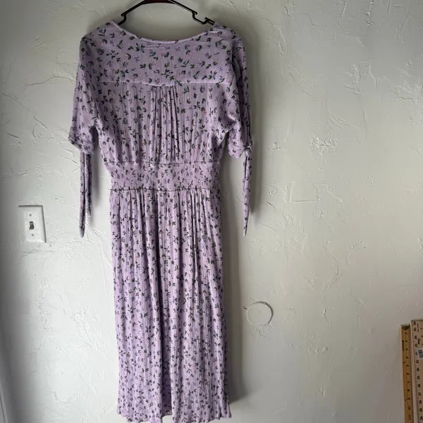 Reborn J Large Purple Floral Cottage Smocked Babydoll Midi‎ Dress Kentucky Derby - Image 4