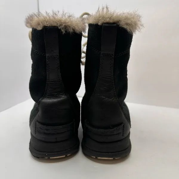 Sorel Explorer Joan Suede Winter Boots Womens Size 10 Black Faux Fur Waterproof - Image 4