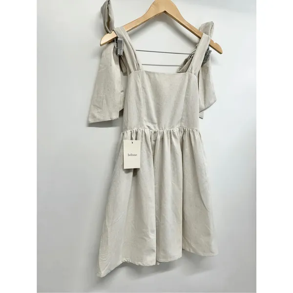 MIOU MUSE Dress‎ Size Small Bow Tie A-Line Mini Linen Blend New - Image 3