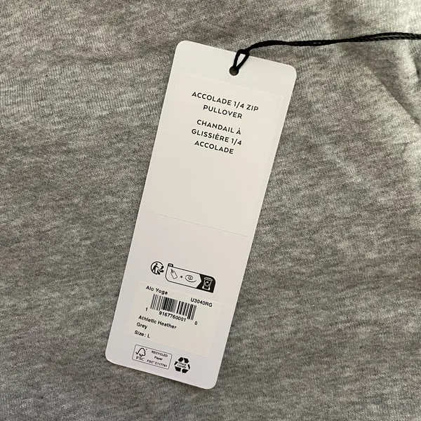 ALO Yoga NWT Accolade 1/4 Zip Pullover Athletic Heathered Grey Size L - Image 8