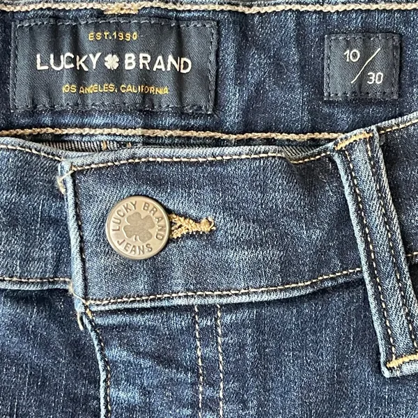 Lucky Brand Ava Skinny Jeans Women Size 10 30" x 30"‎ Dark Wash Distressed - Image 5