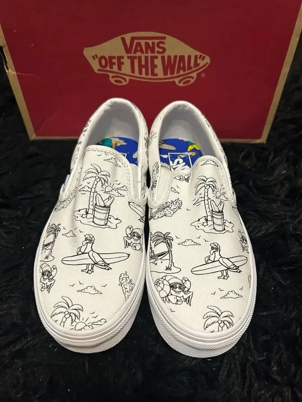 VANS customisable "U-Color" / "U-Paint" white slip on shoes sneakers sz 7 new - Image 8