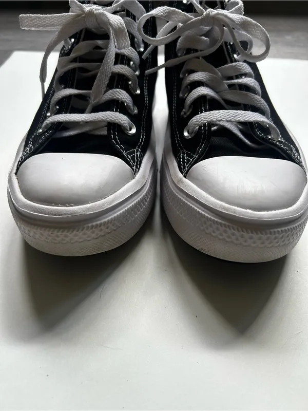Converse Women’s Black and White Platform High Top Canvas Sneakers Size 8 - Image 6