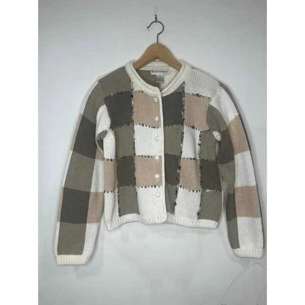 Vintage Ellen Tracy Heavy Knit Scarf Sweater Coat Cardigan Small Petite - Image 6