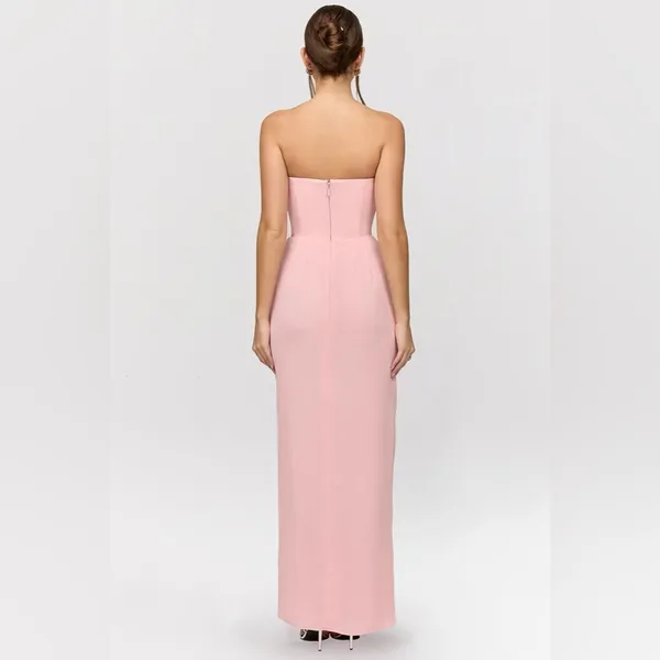 House of CB Adrienne Pink Quartz Georgette Strapless Gown Maxi - Image 2