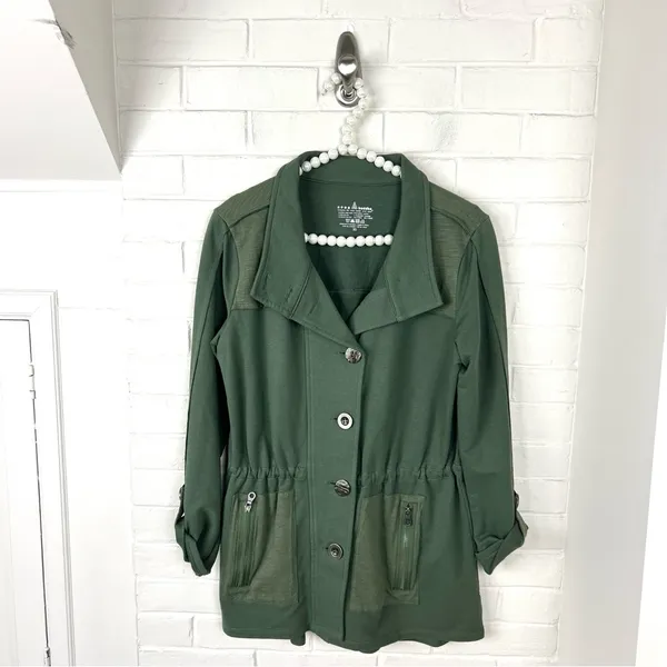 Neon Buddha Green Knit Button Front Jacket Size XS - Image 2