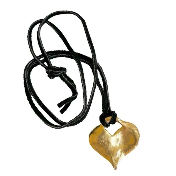Gold tone heart pendant necklace on black cord - Image 9
