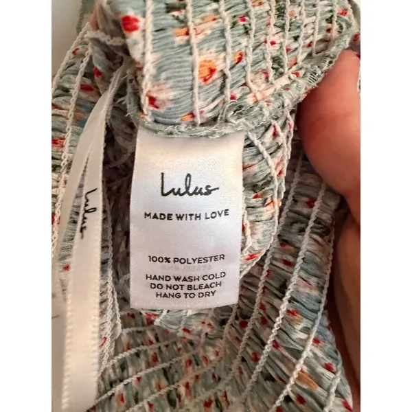 Lulus Crop Top Womens XL Flourishing‎ Fields Sage Green Floral Smocked Ruffle - Image 6