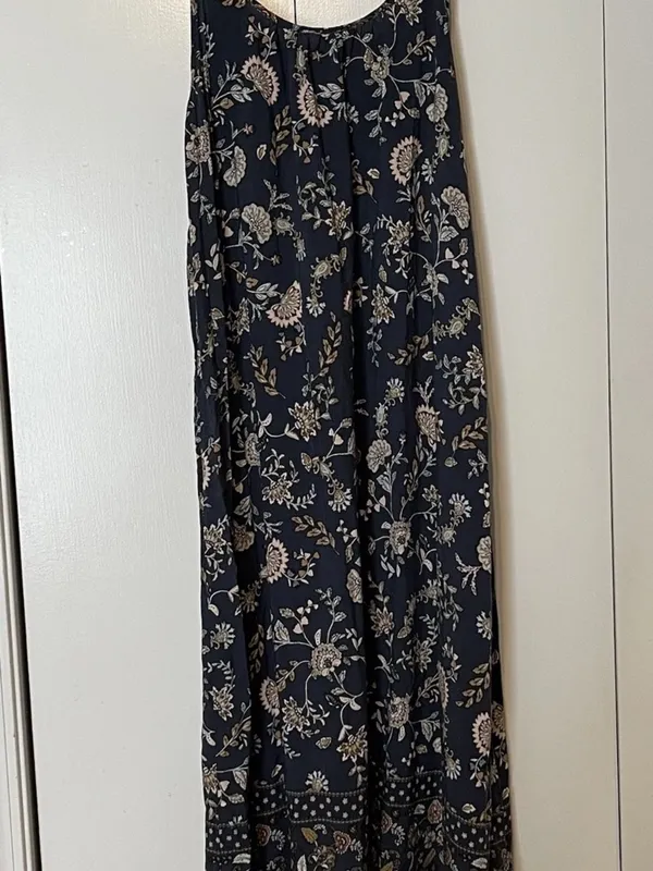 Bohme Maxi Dress Blue Paisley Cottagecore Spaghetti Strap Medium - Image 4