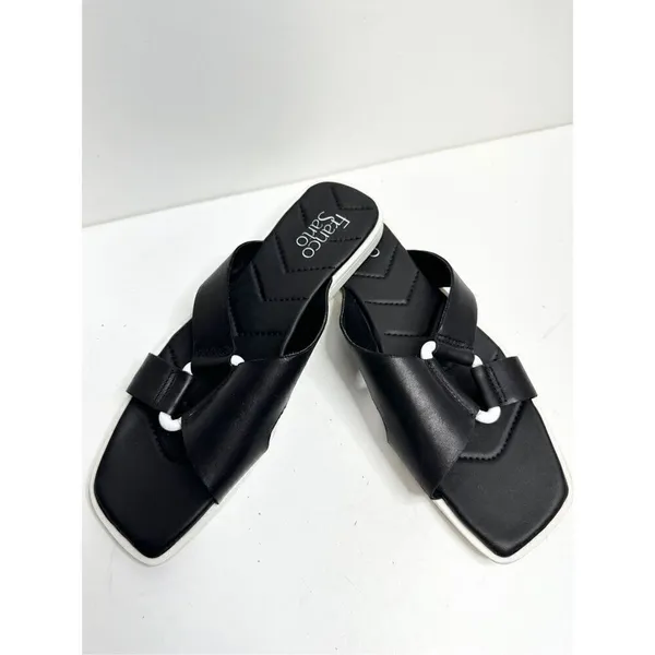 Franco Sarto Sandals Womens Size 9.5 Leather Black/White Open Toe - Image 7